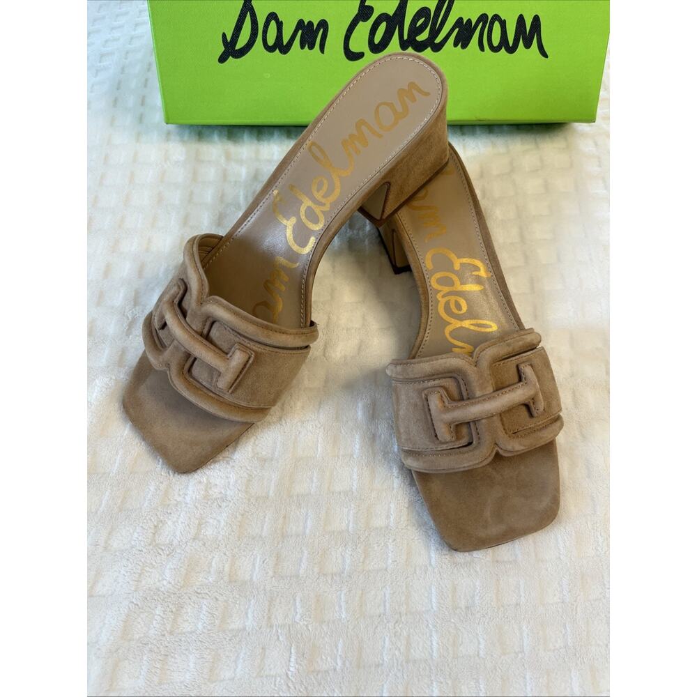 Sam Edelman Taupe Suede Slide Heels - Picture 3 of 16
